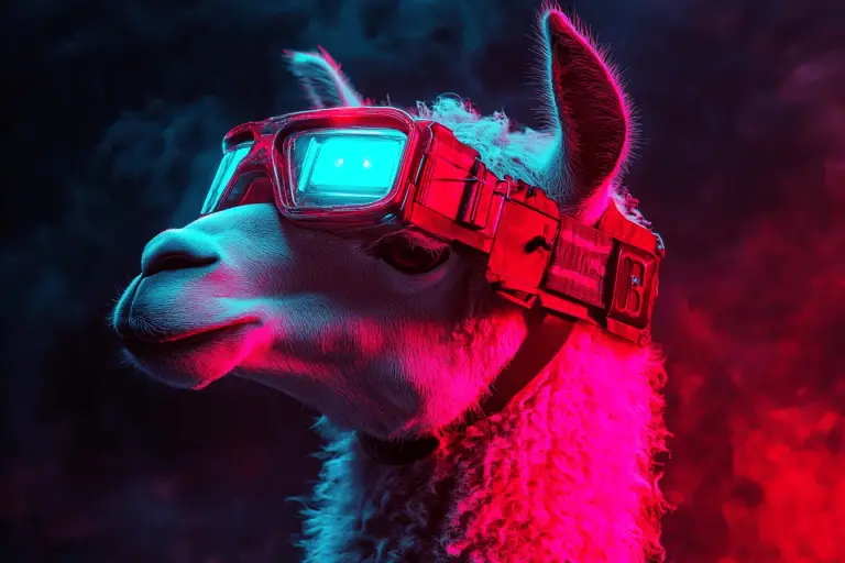 Glowing fantasy A llama waring Construction helmet
