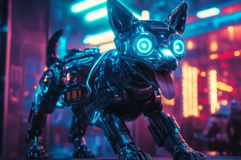 Reinforcement learning of a futuristic humanoid dog