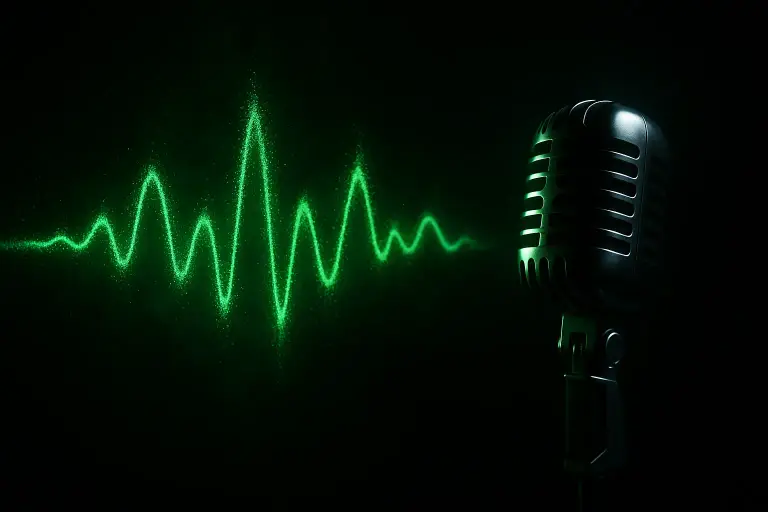 Sound wave visualization with Hebrew transcription output