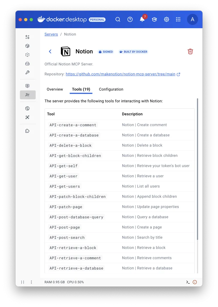 notion mcp server on docker