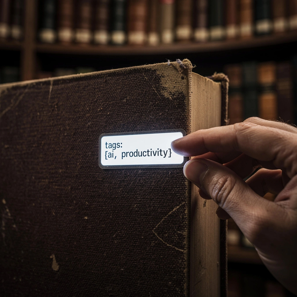 old book with ai metadata